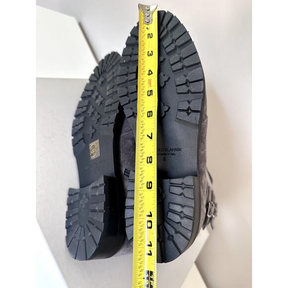 Manolo Blahnik Men Boots Fullis in Gray Lace Up Leather UK 8 Made in Italy NEW - Picture 3 of 10